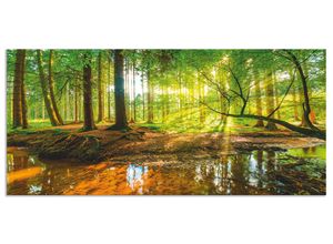 4062144200797 - Küchenrückwand ARTLAND Wald mit Bach Spritzschutzwände Gr B H 120 cm x 55 cm grün Küchendekoration Alu Spritzschutz mit Klebeband einfache Montage