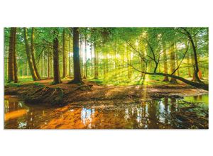 4062144200803 - Küchenrückwand ARTLAND Wald mit Bach Spritzschutzwände Gr B H 120 cm x 60 cm grün Küchendekoration Alu Spritzschutz mit Klebeband einfache Montage