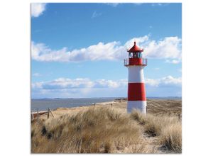 4062144201121 - Küchenrückwand ARTLAND Leuchtturm Sylt Spritzschutzwände Gr B H 60 cm x 60 cm blau Küchendekoration Alu Spritzschutz mit Klebeband einfache Montage