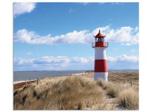 4062144201169 - Küchenrückwand ARTLAND Leuchtturm Sylt Spritzschutzwände Gr B H 70 cm x 60 cm blau Küchendekoration Alu Spritzschutz mit Klebeband einfache Montage