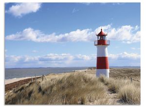 4062144201206 - Küchenrückwand ARTLAND Leuchtturm Sylt Spritzschutzwände Gr B H 80 cm x 60 cm blau Küchendekoration Alu Spritzschutz mit Klebeband einfache Montage