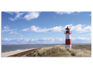 4062144201268 - Küchenrückwand ARTLAND Leuchtturm Sylt Spritzschutzwände Gr B H 100 cm x 50 cm blau Küchendekoration Alu Spritzschutz mit Klebeband einfache Montage