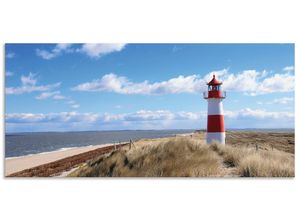 4062144201350 - Küchenrückwand ARTLAND Leuchtturm Sylt Spritzschutzwände Gr B H 120 cm x 55 cm blau Küchendekoration Alu Spritzschutz mit Klebeband einfache Montage