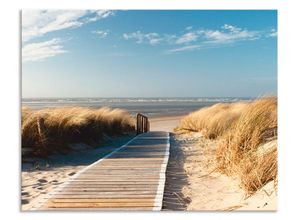 4062144201718 - Küchenrückwand ARTLAND Nordseestrand auf Langeoog - Steg Spritzschutzwände Gr B H 70 cm x 55 cm beige (naturfarben) Küchendekoration Alu Spritzschutz mit Klebeband einfache Montage