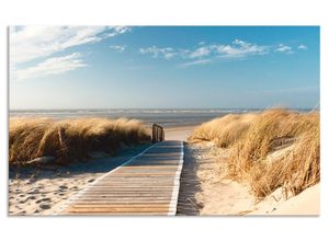 4062144201794 - Küchenrückwand ARTLAND Nordseestrand auf Langeoog - Steg Spritzschutzwände Gr B H 90 cm x 55 cm beige (naturfarben) Küchendekoration Alu Spritzschutz mit Klebeband einfache Montage