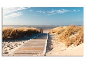 4062144201848 - Küchenrückwand ARTLAND Nordseestrand auf Langeoog - Steg Spritzschutzwände Gr B H 100 cm x 60 cm beige (naturfarben) Küchendekoration Alu Spritzschutz mit Klebeband einfache Montage