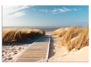 4062144201855 - Küchenrückwand ARTLAND Nordseestrand auf Langeoog - Steg Spritzschutzwände Gr B H 100 cm x 65 cm beige (naturfarben) Küchendekoration Alu Spritzschutz mit Klebeband einfache Montage