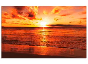 4062144202074 - Küchenrückwand ARTLAND Schöner Sonnenuntergang Strand Spritzschutzwände Gr B H 90 cm x 55 cm orange Küchendekoration Alu Spritzschutz mit Klebeband einfache Montage