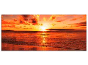 4062144202180 - Küchenrückwand ARTLAND Schöner Sonnenuntergang Strand Spritzschutzwände Gr B H 120 cm x 50 cm orange Küchendekoration Alu Spritzschutz mit Klebeband einfache Montage