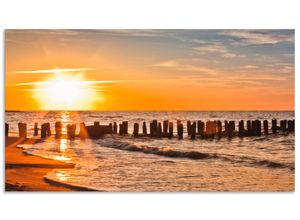 4062144202623 - Küchenrückwand ARTLAND Schöner Sonnenuntergang am Strand Spritzschutzwände Gr B H 90 cm x 50 cm orange Küchendekoration Alu Spritzschutz mit Klebeband einfache Montage