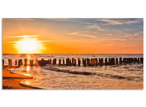 4062144202661 - Küchenrückwand ARTLAND Schöner Sonnenuntergang am Strand Spritzschutzwände Gr B H 100 cm x 50 cm orange Küchendekoration Alu Spritzschutz mit Klebeband einfache Montage