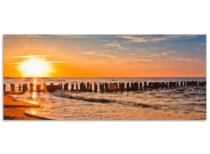 4062144202746 - Küchenrückwand ARTLAND Schöner Sonnenuntergang am Strand Spritzschutzwände Gr B H 120 cm x 50 cm orange Küchendekoration Alu Spritzschutz mit Klebeband einfache Montage