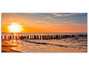 4062144202753 - Küchenrückwand ARTLAND Schöner Sonnenuntergang am Strand Spritzschutzwände Gr B H 120 cm x 55 cm orange Küchendekoration Alu Spritzschutz mit Klebeband einfache Montage