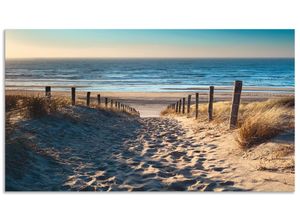 4062144202906 - Küchenrückwand ARTLAND Weg zum Nordseestrand Sonnenuntergang Spritzschutzwände Gr B H 90 cm x 50 cm beige (naturfarben) Küchendekoration Alu Spritzschutz mit Klebeband einfache Montage