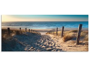 4062144203026 - Küchenrückwand ARTLAND Weg zum Nordseestrand Sonnenuntergang Spritzschutzwände Gr B H 120 cm x 50 cm beige (naturfarben) Küchendekoration Alu Spritzschutz mit Klebeband einfache Montage