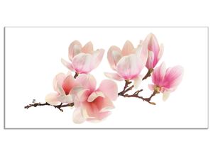 4062144205266 - Küchenrückwand ARTLAND Magnolie Spritzschutzwände Gr B H 110 cm x 55 cm pink Küchendekoration Alu Spritzschutz mit Klebeband einfache Montage