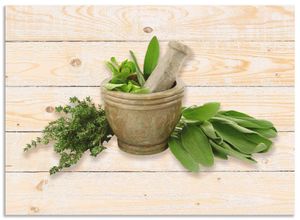 4062144205761 - Küchenrückwand ARTLAND Kräuter Spritzschutzwände Gr B H 90 cm x 65 cm grün Küchendekoration Alu Spritzschutz mit Klebeband einfache Montage