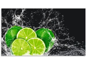 4062144208922 - Küchenrückwand ARTLAND Limone mit Spritzwasser Spritzschutzwände Gr B H 90 cm x 50 cm grün Küchendekoration Alu Spritzschutz mit Klebeband einfache Montage