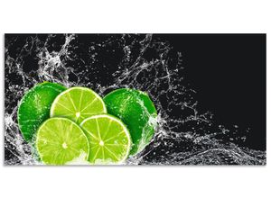 4062144208960 - Küchenrückwand ARTLAND Limone mit Spritzwasser Spritzschutzwände Gr B H 100 cm x 50 cm grün Küchendekoration Alu Spritzschutz mit Klebeband einfache Montage