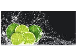 4062144208991 - Küchenrückwand ARTLAND Limone mit Spritzwasser Spritzschutzwände Gr B H 110 cm x 50 cm grün Küchendekoration Alu Spritzschutz mit Klebeband einfache Montage