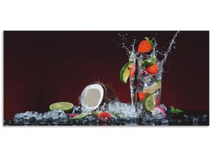 4062144211571 - Küchenrückwand ARTLAND Frischer Fruchtcocktail Spritzschutzwände Gr B H 120 cm x 55 cm bunt Küchendekoration Alu Spritzschutz mit Klebeband einfache Montage