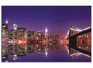 4062144213087 - Küchenrückwand ARTLAND New York Skyline Spritzschutzwände Gr B H 80 cm x 50 cm lila Küchendekoration Alu Spritzschutz mit Klebeband einfache Montage