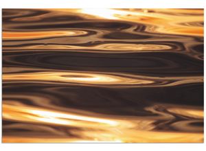 4062144216422 - Wandbild ARTLAND Goldenes Wasser des Meeres Bilder Gr B H 120 cm x 80 cm Alu-Dibond-Druck Gewässer Querformat 1 St goldfarben Bild Leinwandbild Kunstdrucke Bilder als Alubild Leinwandbild Wandaufkleber oder Poster in versch Größen