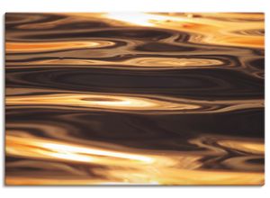 4062144216446 - Wandbild ARTLAND Goldenes Wasser des Meeres Bilder Gr B H 90 cm x 60 cm Leinwandbild Gewässer Querformat 1 St goldfarben Bild Leinwandbild Kunstdrucke Bilder als Alubild Leinwandbild Wandaufkleber oder Poster in versch Größen