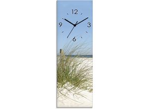 4062144286395 - Wanduhr ARTLAND Schöne Sanddüne mit Gräsern und Zaun Wanduhren Gr B H T 20 cm x 60 cm x 18 cm Funkuhr beige (natur) Wanduhren wahlweise mit Quarz- oder Funhuhrwerk lautlos ohne Tickgeräusche