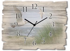 4062144357217 - Wanduhr ARTLAND Nordseestrand mit Möwen Wanduhren Gr B H T 40 cm x 30 cm x 06 cm Funkuhr blau Wanduhren wahlweise mit Quarz- oder Funhuhrwerk lautlos ohne Tickgeräusche
