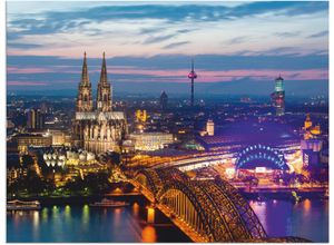 4062144360163 - Wandbild ARTLAND Köln Panorama am Abend Bilder Gr B H 80 cm x 60 cm Alu-Dibond-Druck Deutschland Querformat 1 St blau Bild Poster Bilder als Alubild Leinwandbild Wandaufkleber oder in versch Größen