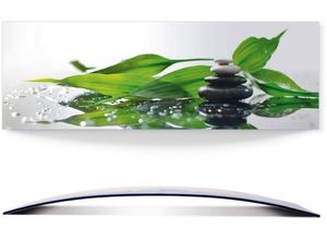 4062144362877 - Wandbild ARTLAND Spa mit Steinen und Bambus Bilder Gr B H 120 cm x 40 cm Alu-Dibond-Druck Zen Querformat 1 St grün Bild Metallbild Metallbilder Bilder 3D Optik gebogen