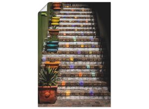 4062144363980 - Wandbild ARTLAND Die Treppe Bilder Gr B H 90 cm x 130 cm Poster Gebäude Hochformat 1 St bunt Bild Metallbild Metallbilder Bilder als Alubild Leinwandbild Wandaufkleber oder Poster in versch Größen