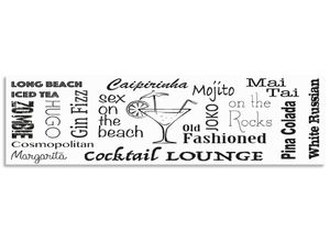 4062144466070 - Küchenrückwand ARTLAND Cocktail Lounge Spritzschutzwände Gr B H 180 cm x 50 cm schwarz Küchendekoration Alu Spritzschutz mit Klebeband einfache Montage