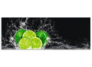 4062144467602 - Küchenrückwand ARTLAND Limone mit Spritzwasser Spritzschutzwände Gr B H 140 cm x 50 cm grün Küchendekoration Alu Spritzschutz mit Klebeband einfache Montage