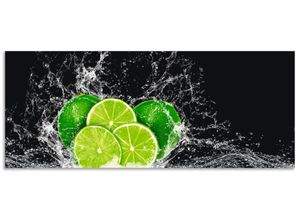 4062144467664 - Küchenrückwand ARTLAND Limone mit Spritzwasser Spritzschutzwände Gr B H 150 cm x 60 cm grün Küchendekoration Alu Spritzschutz mit Klebeband einfache Montage