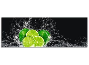 4062144467695 - Küchenrückwand ARTLAND Limone mit Spritzwasser Spritzschutzwände Gr B H 160 cm x 55 cm grün Küchendekoration Alu Spritzschutz mit Klebeband einfache Montage