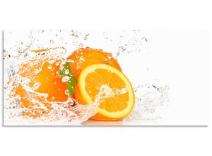 4062144468425 - Küchenrückwand ARTLAND Orange mit Spritzwasser Spritzschutzwände Gr B H 130 cm x 60 cm orange Küchendekoration Alu Spritzschutz mit Klebeband einfache Montage