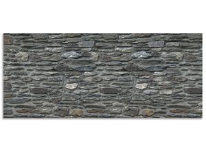 4062144470930 - Küchenrückwand ARTLAND Schiefermauer Spritzschutzwände Gr B H 130 cm x 55 cm grau Küchendekoration Alu Spritzschutz mit Klebeband einfache Montage