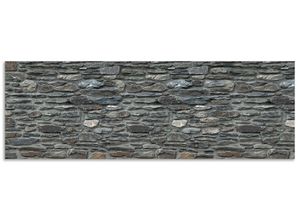 4062144471005 - Küchenrückwand ARTLAND Schiefermauer Spritzschutzwände Gr B H 150 cm x 50 cm grau Küchendekoration Alu Spritzschutz mit Klebeband einfache Montage