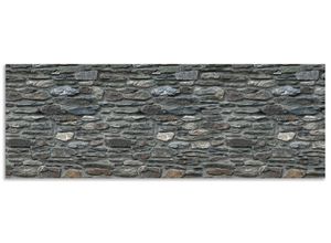 4062144471104 - Küchenrückwand ARTLAND Schiefermauer Spritzschutzwände Gr B H 170 cm x 60 cm grau Küchendekoration Alu Spritzschutz mit Klebeband einfache Montage