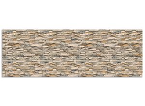 4062144473115 - Küchenrückwand ARTLAND Braune alte Ziegelmauer Spritzschutzwände Gr B H 150 cm x 50 cm beige (naturfarben) Küchendekoration Alu Spritzschutz mit Klebeband einfache Montage