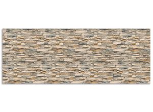 4062144473122 - Küchenrückwand ARTLAND Braune alte Ziegelmauer Spritzschutzwände Gr B H 150 cm x 55 cm beige (naturfarben) Küchendekoration Alu Spritzschutz mit Klebeband einfache Montage