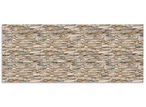 4062144473184 - Küchenrückwand ARTLAND Braune alte Ziegelmauer Spritzschutzwände Gr B H 160 cm x 65 cm beige (naturfarben) Küchendekoration Alu Spritzschutz mit Klebeband einfache Montage