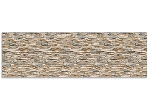 4062144473238 - Küchenrückwand ARTLAND Braune alte Ziegelmauer Spritzschutzwände Gr B H 180 cm x 55 cm beige (naturfarben) Küchendekoration Alu Spritzschutz mit Klebeband einfache Montage