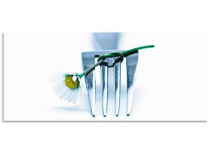 4062144474204 - Küchenrückwand ARTLAND Gabel und Blume Spritzschutzwände Gr B H 150 cm x 65 cm weiß Küchendekoration Alu Spritzschutz mit Klebeband einfache Montage