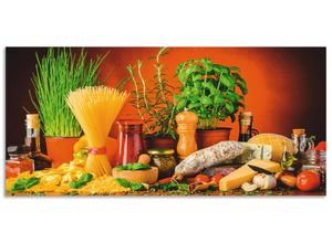 4062144475140 - Küchenrückwand ARTLAND Mediterranes und italienisches Essen Spritzschutzwände Gr B H 130 cm x 60 cm bunt Küchendekoration Alu Spritzschutz mit Klebeband einfache Montage