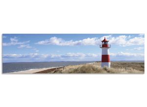 4062144475508 - Küchenrückwand ARTLAND Leuchtturm Sylt Spritzschutzwände Gr B H 180 cm x 50 cm blau Küchendekoration Alu Spritzschutz mit Klebeband einfache Montage