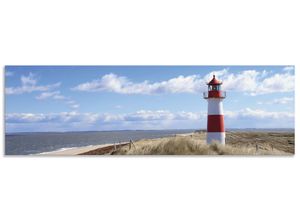 4062144475515 - Küchenrückwand ARTLAND Leuchtturm Sylt Spritzschutzwände Gr B H 180 cm x 55 cm blau Küchendekoration Alu Spritzschutz mit Klebeband einfache Montage