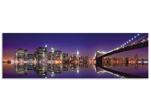 4062144476963 - Küchenrückwand ARTLAND New York Skyline Spritzschutzwände Gr B H 180 cm x 55 cm lila Küchendekoration Alu Spritzschutz mit Klebeband einfache Montage